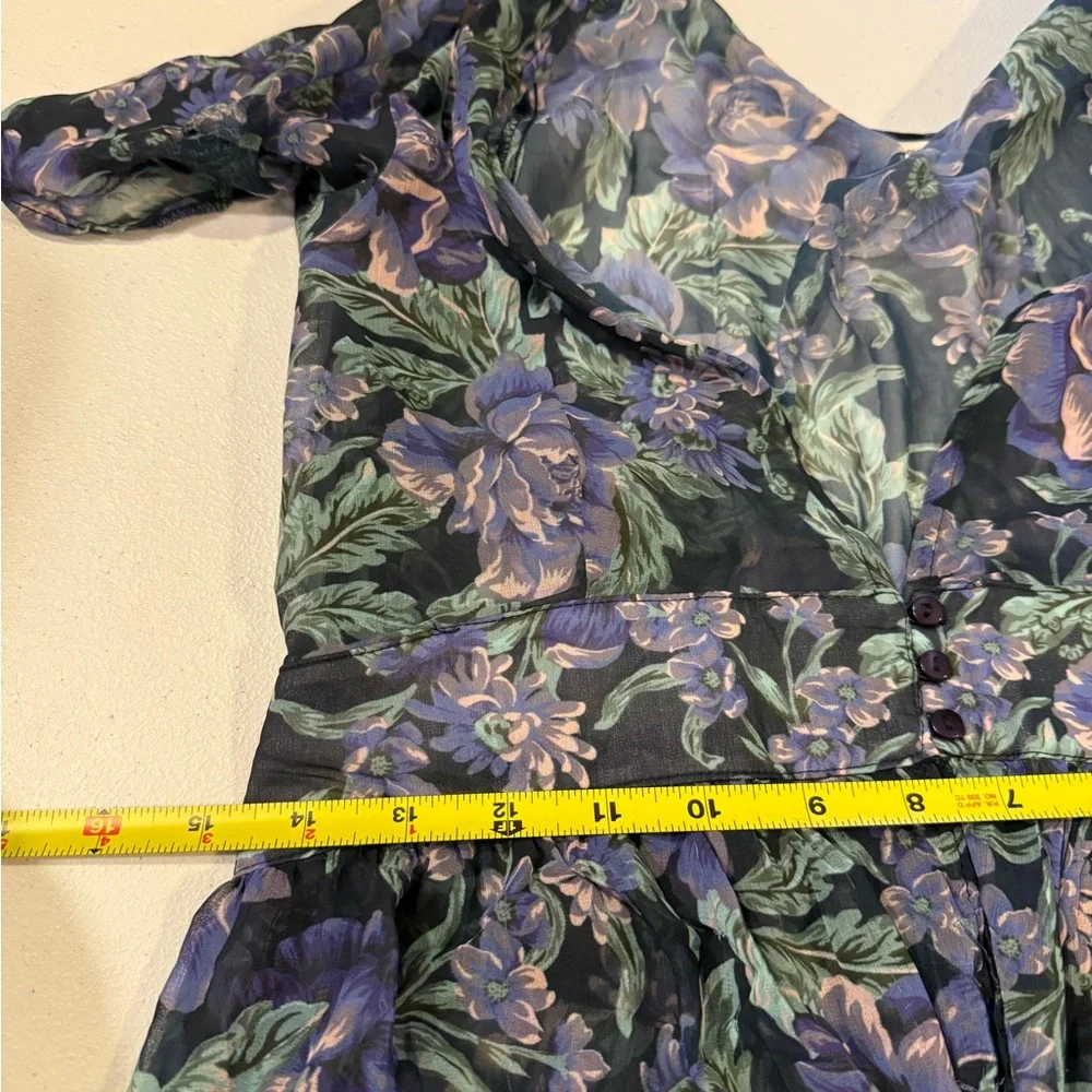 American Eagle Floral Boho Sheer Maxi High Low Chic Cover Up Versatile Dress S